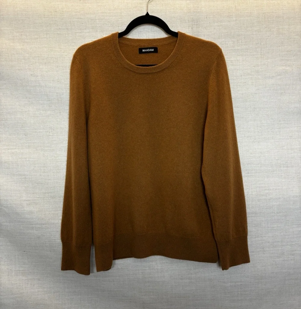 NAADAM Cashmere Crewneck Sweater Large Mens Dark Camel